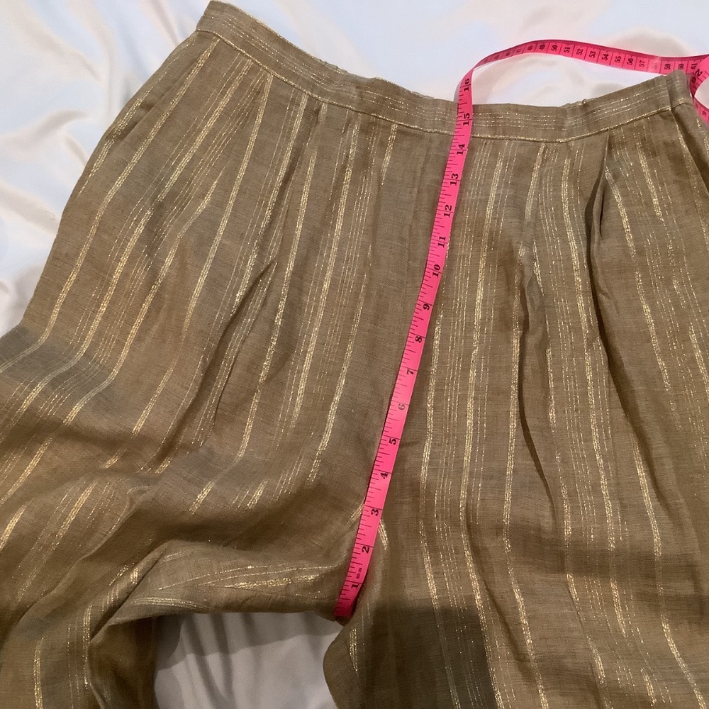 Rickie Freeman for Teri Jon 3-Piece Linen Metallic Casual Pant Suit Set, Size 12 - Picture 10 of 16